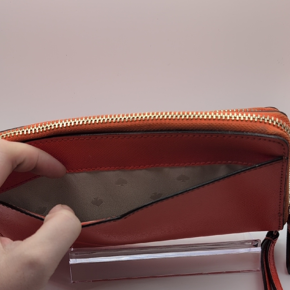 KATE SPADE Grove Street Anita Double Zip Wristlet Wallet in Orange - Picture 10 of 14